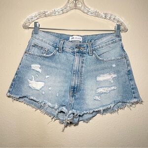 Zara Cut Off‎ Jean Shorts Sz 6 Light Wash Distressed Denim RN77302